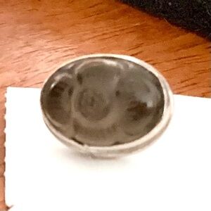 Carved Smoking Quartz Topaz Sterling Stud Earrings